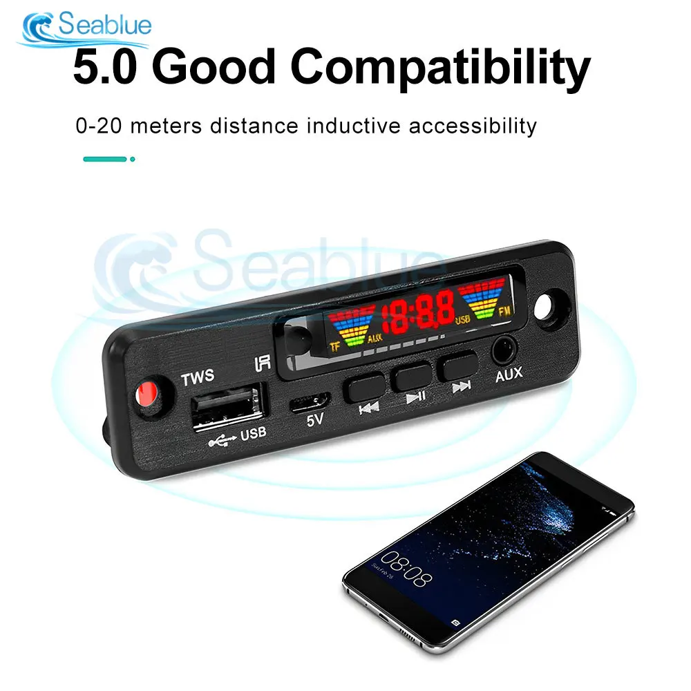 Audio Decode Conseil De Voiture Musique MP3 D￩codeur Conseil Bluetooth 5.0 Soutien AUX FM USB Mains Libres D'appel Audio Lecteur Module Sans Fil