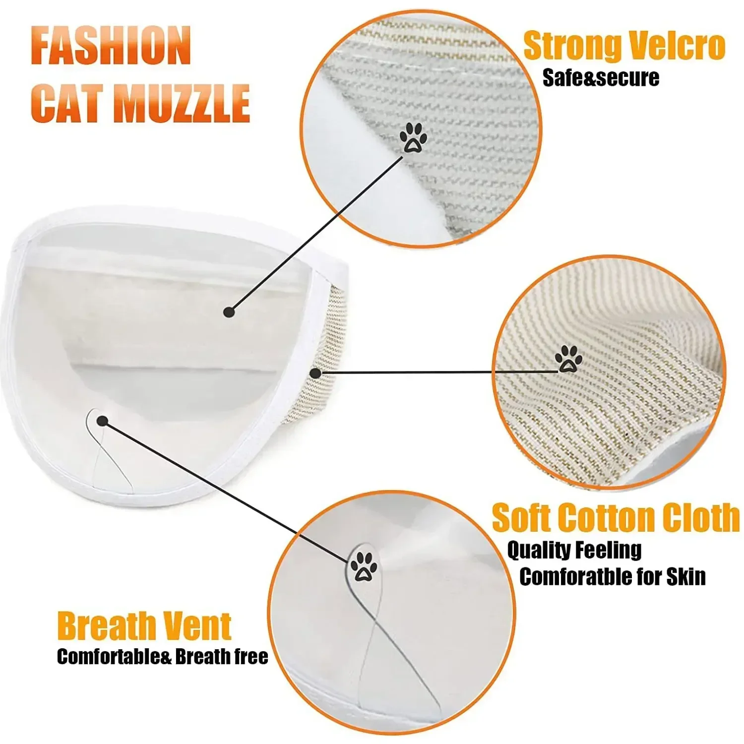 Breathable Clear Cat Muzzle Anti-Bite Grooming Cover Portable Head Hood Cover Cat Grooming Mouth Cover Adjustable Pet Supplies