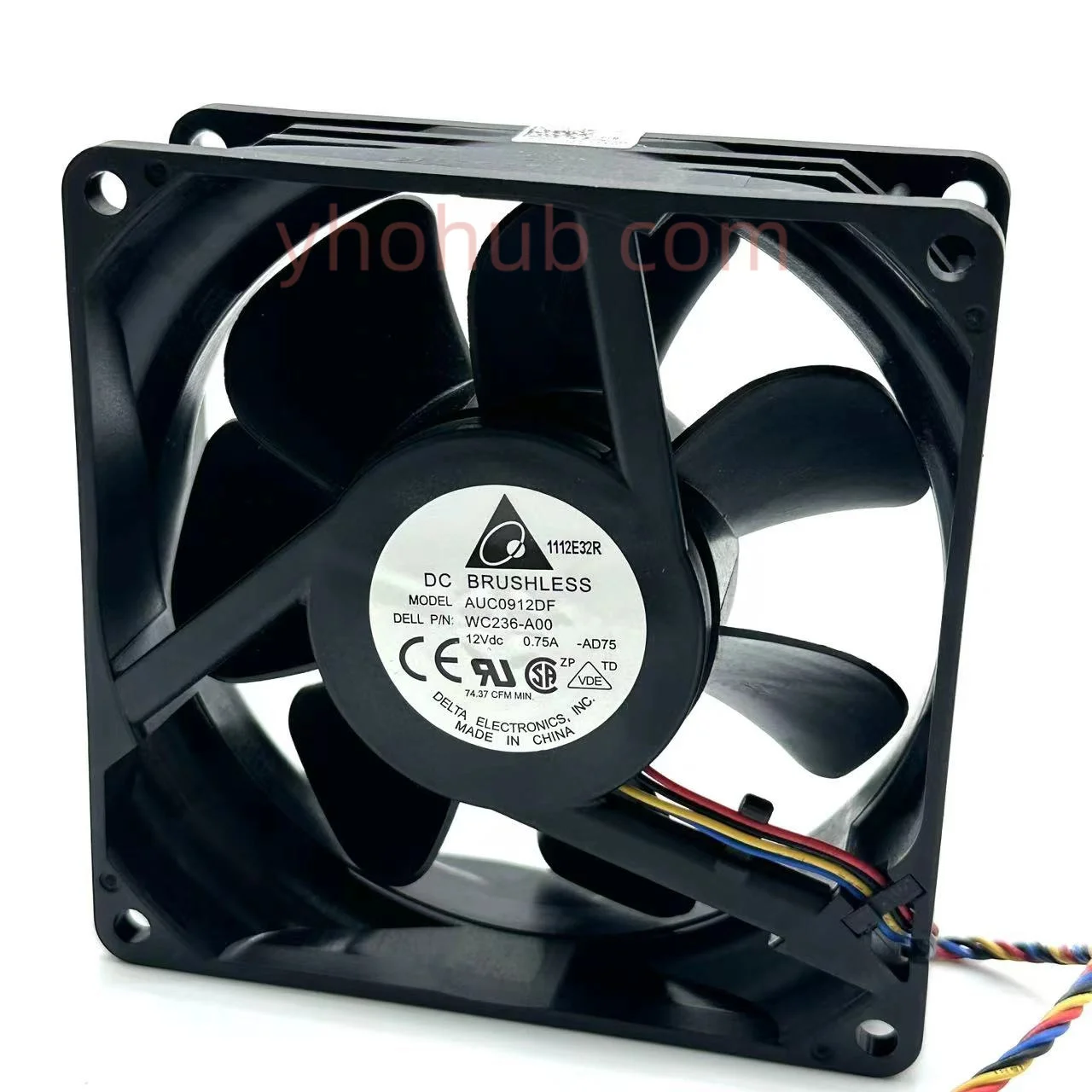 

Delta Electronics AUC0912DF AD75 DC 12V 0.72A 4-Wire 90x90x32mm Server Cooling Fan