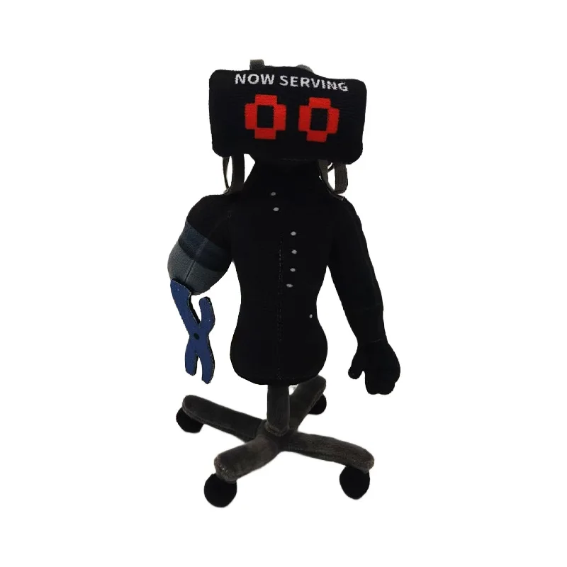 New Horror Game Doors Drone Plush Toy Black Fat Monster Figure with Colorful Patch Eyes Soft Plush Toy Collectible Gift for Fans
