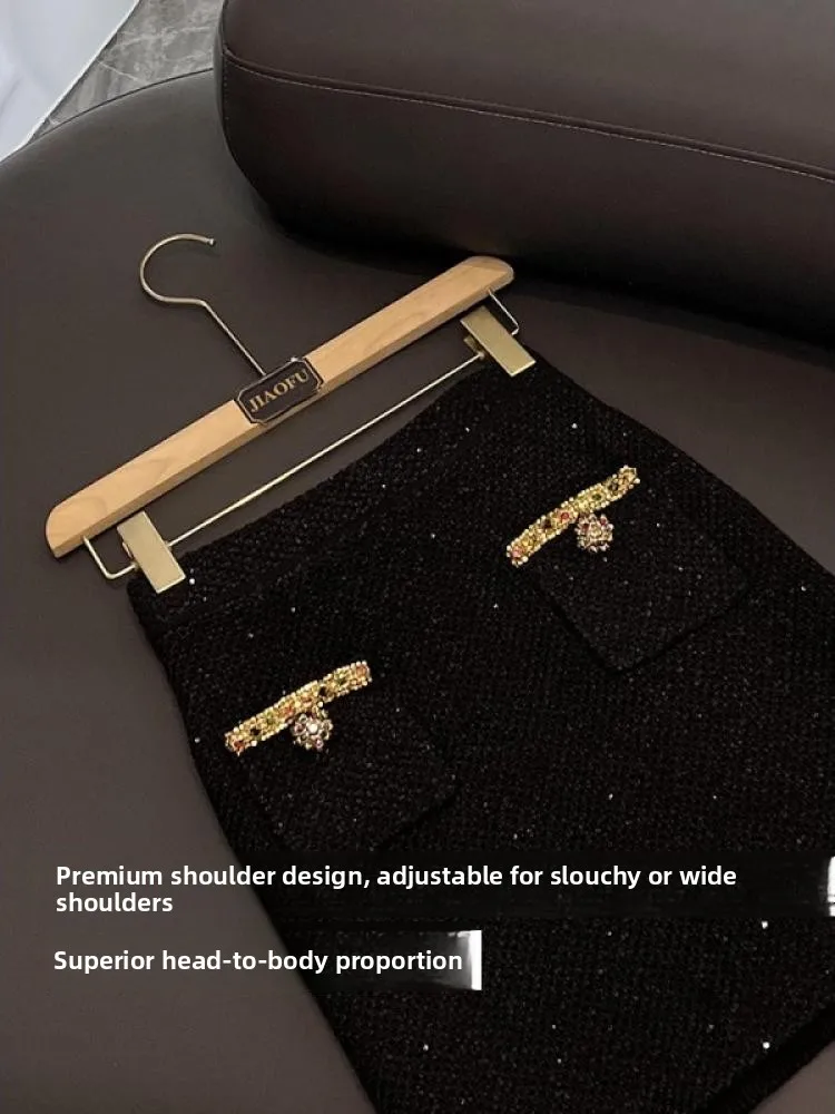 

Retro Bla Skirt Set Women's Faion Design Sensation Ci Commuting Stand Fit Winter Collection Two-Piece Suit