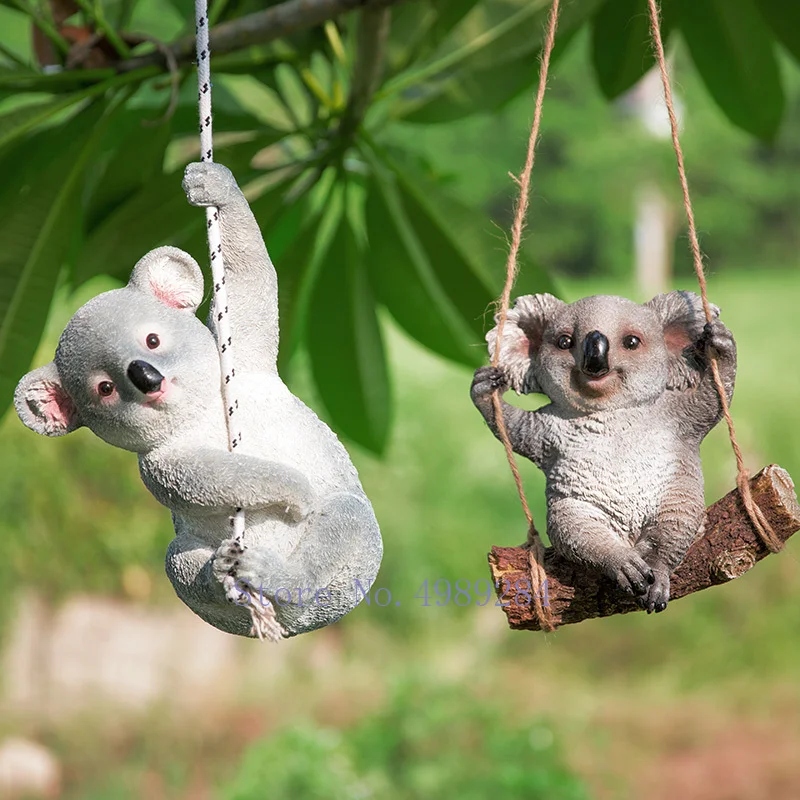 Simulation animal outdoor patio garden Cartoon Koala panda Swinging suspension sculpture Crafts decorations