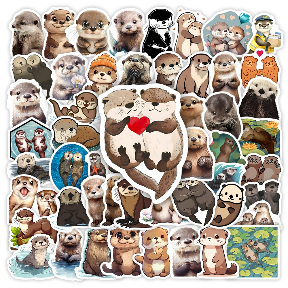 Cute Cartoon Otter Stickers Art Clipart Collection DIY Gift Toys Decal for Laptop Scrapbook Phone Decorative Bottles Waterproof