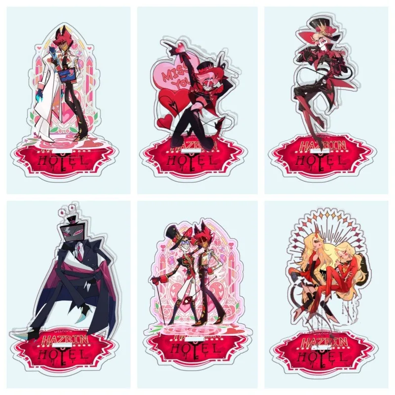 Soporte de Acrílico para Hazbin Hotel, Colección de Anime y Videojuegos de Vox, Valentino, Lucifer, Alastor, Regalos de Arte Expandibles, Estuche Protector de Acrílico