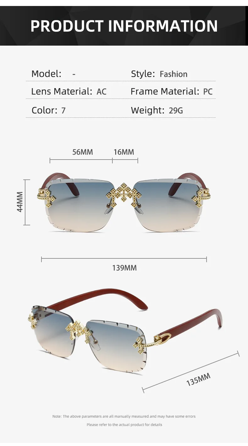 Steampunk Randlose Quadratische Sonnenbrille Männer 2026 Luxus Marke Vintage Schneiden Objektiv Sonnenbrille Für Männliche Trendy Rahmenlose Shades UV400 – Detail 5