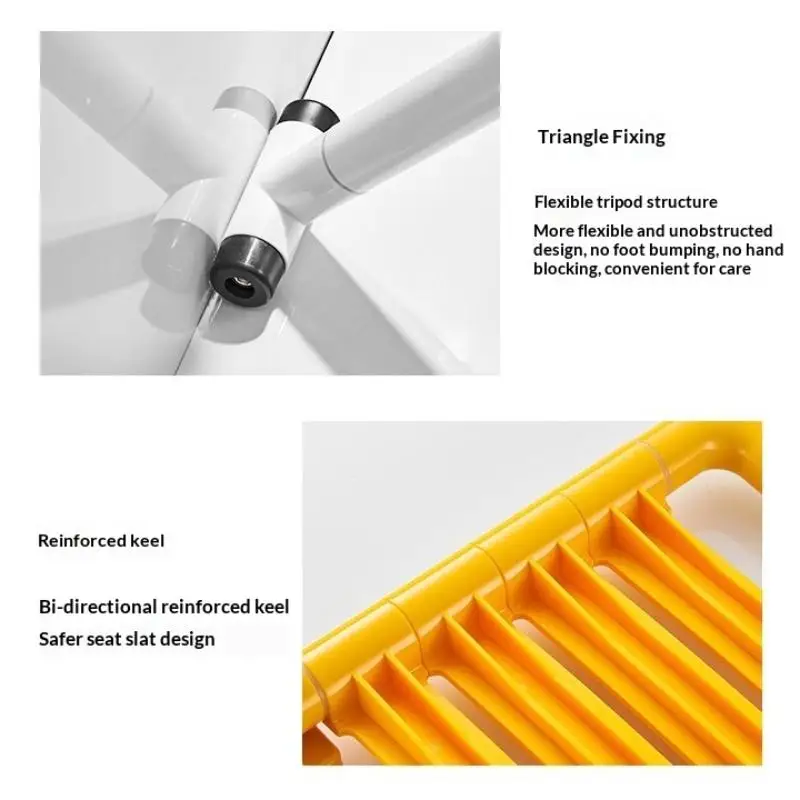 1 Set Dusch- und Badewannenstuhl, rutschfeste Treppe, klappbarer Sitz mit Stützbein, Badezimmer-Toilettenklappstuhl für ältere und behinderte Menschen – Detail 8