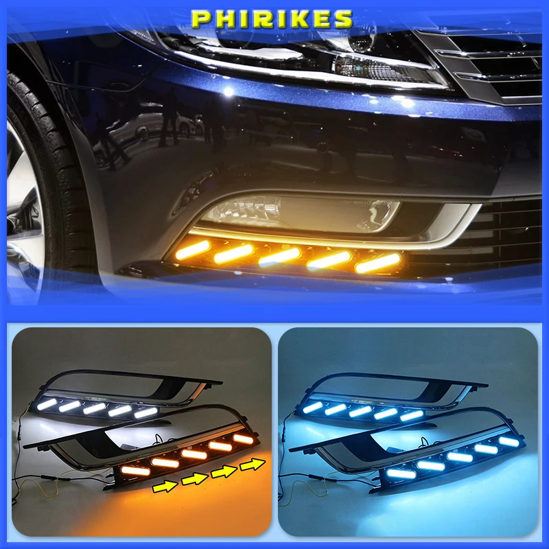 

2PCS Car light For VW PASSAT CC 2014-2018 LED DRL Daytime running lights with fog lamp cover
