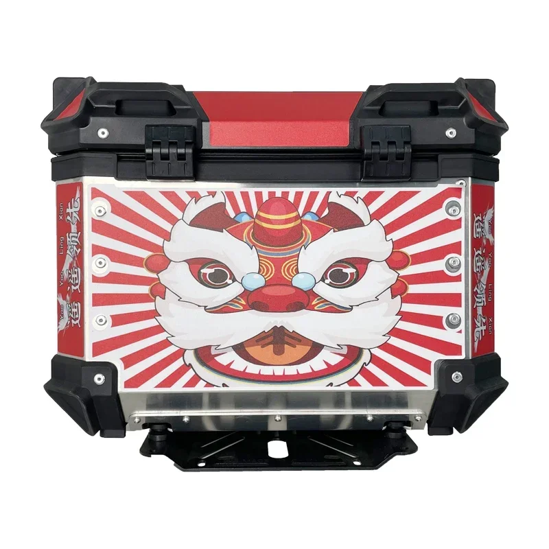 45L Waterproof Aluminum Alloy Tail Box, Chinese Style Top Trunk, Lion Dance Sticker Design, New Arrive, Hot Sale