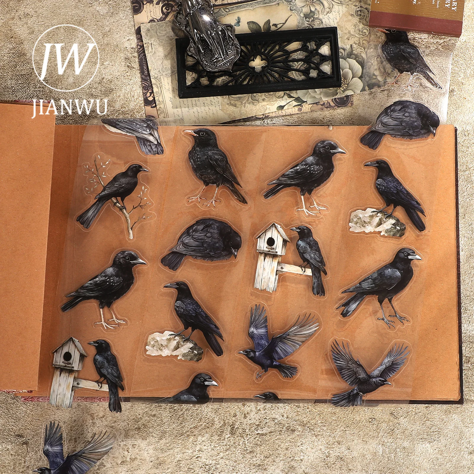 JIANWU 60мм*185см Винтажная ПЭТ-лента с темным пейзажем и воронами для коллажей и скрапбукинга, креативная DIY-лента для дневников и канцелярских товаров