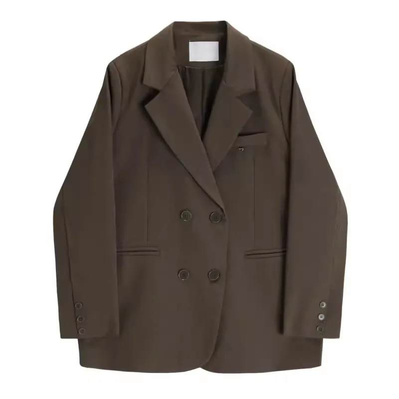 Veste Vintage à Manches sulfet Col Cranté pour Femme, Manteau Décontracté, Couleur Unie, Trempé, Rouge, Beige, Noir, Printemps