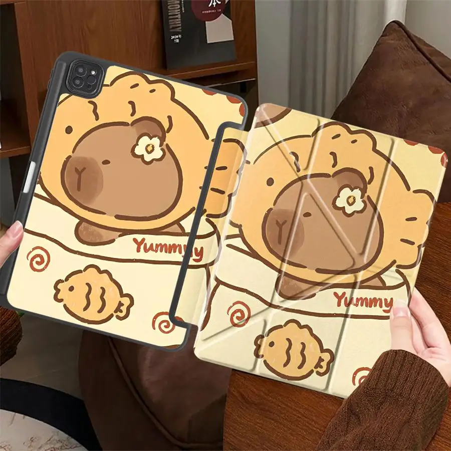 Cute Capybara Tablet Case For iPad Pro 2025 Pro 11th 10th 9th 8th 7th 12.9inch Mini 6 7 Air 4 5 M3 M2 M4 11inch Holder Cover