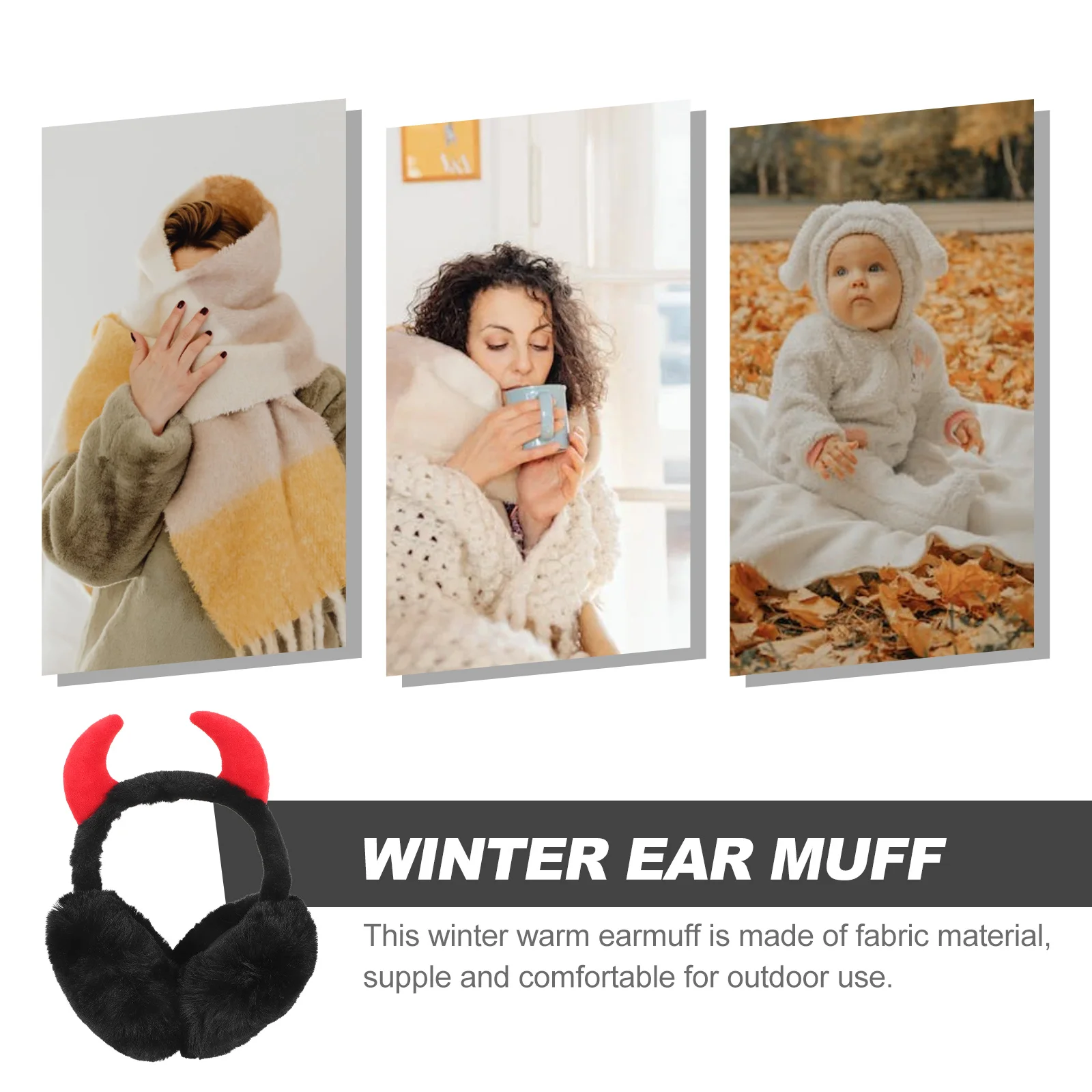 

Winter Earmuffs Classic Fabric Horn Design Foldable Ear Protector Outdoor Ear Warmers for Women Earmuffs Winter