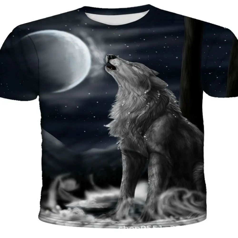 Wolf T-shirt 3d digital animal print graphic men\'s tops vintage t-shirt short sleeve comfortable pullover top