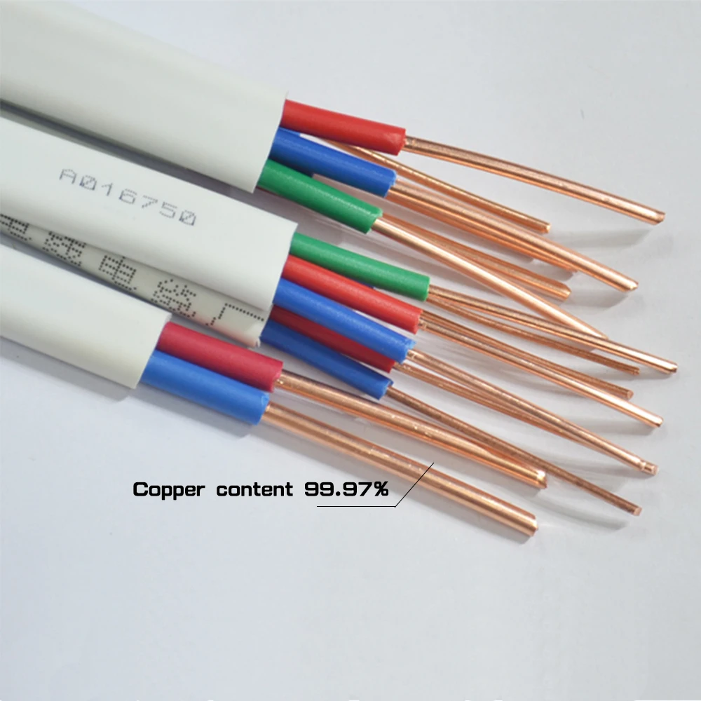 PVC 2C 3C Flat Jacket cable Copper wire Solid Single Copper cable Jacket wire Electric Cable Power wirng cable Hard copper cable