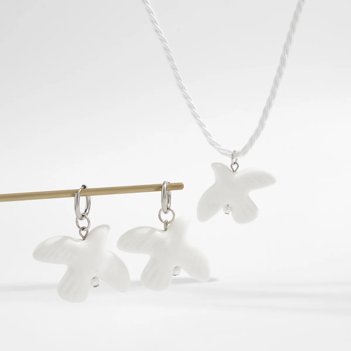 Y2K السيراميك الطيور عالية الجودة الأبيض حمامة السلام قلادة مجوهرات للنساء الحد الأدنى حبل طويل سلسلة مجوهرات اكسسوارات n0515 #6