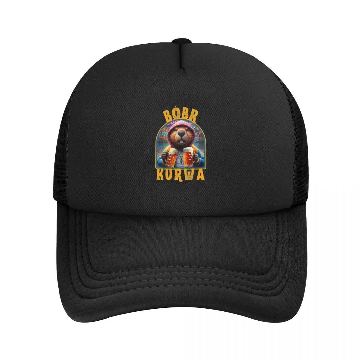 Cheers Bobr Kurwa Drinking Beer Trucker Hat Men Women Bober Hat Sun Hats Golf Hats Adjustable Snapback Caps Mesh Baseball Caps