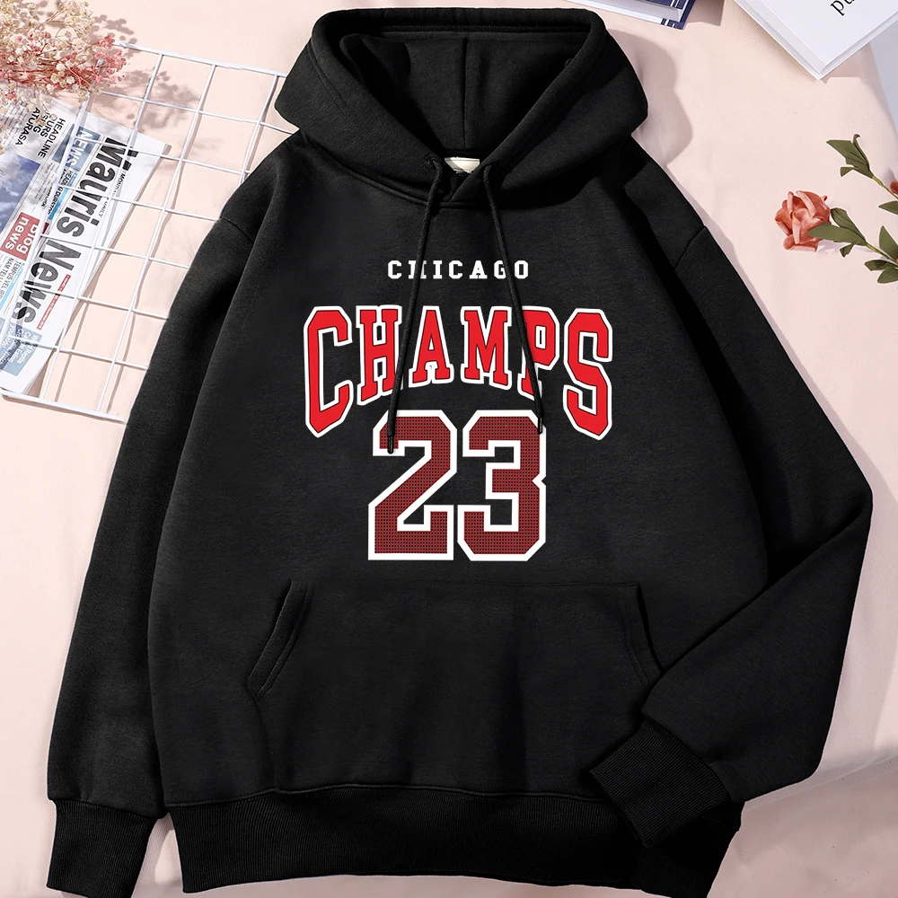 

Chicago Champs 23 Printing Men Hoodies Hip Hop Comfortable Sportswears Street Aesthetic Sweatershirt Trend Oversize Man Pullover