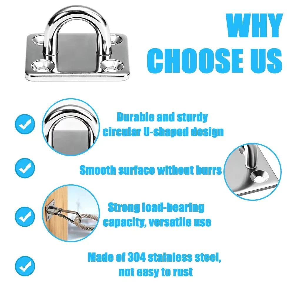 Stainless Steel Square Wall Hanging Hook Installation Ceiling Hook For Gym Training Aerial Yoga Sex Swinging Suspension EtcM5-M8