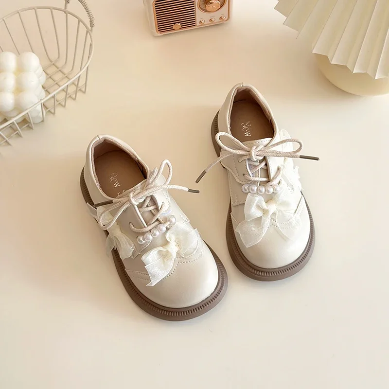 Girl Princess Shoes Sweet Chic Lolita Kids Dresses Mary Jane Shoes Elegant New Versatile Children Fashion Causal Leather Shoes