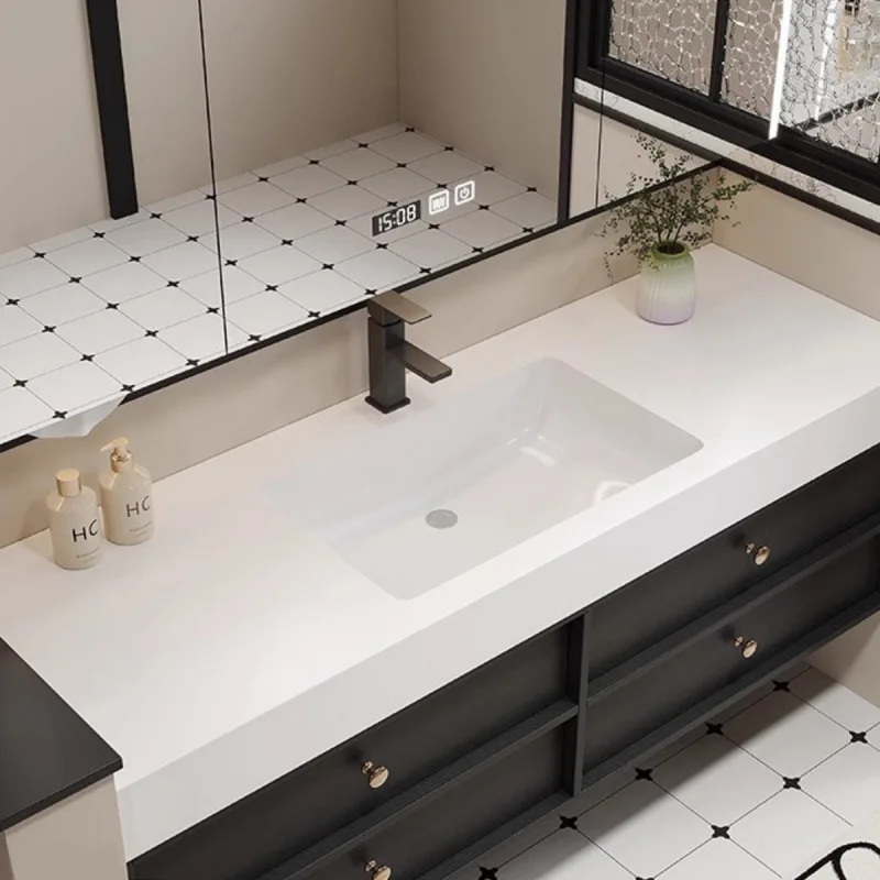 

Modern simple rock slab seamless ceramic basin toilet washbasin hand washbasin moisture-proof intelligent solid wood bathroom ca