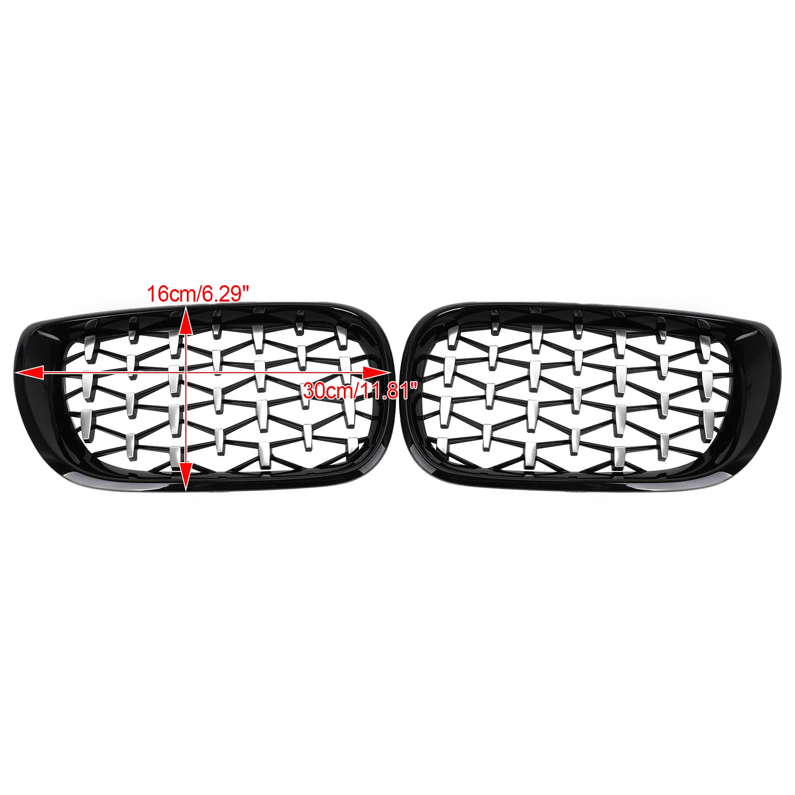 Artudatech Black & Chrome Diamond Grille For BMW E46 Saloon/Touring Facelift 2002-2005 4Dr