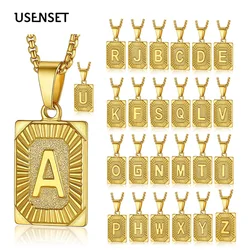 Stainless Steel 26 Letter Pendant Necklace for Men Women Clavicle Fine Luxury Box Chain Waterproof DIY Jewelry   YS379