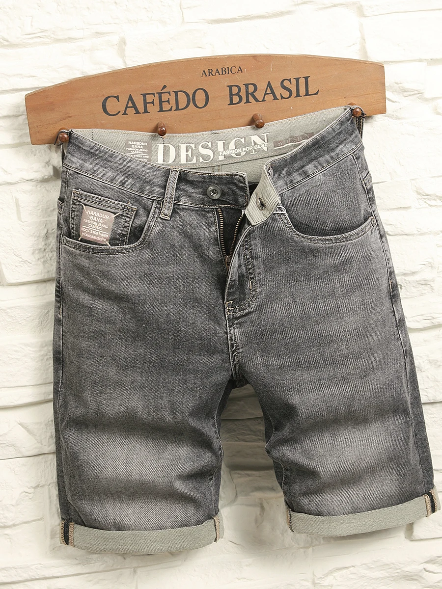 

Men's Summer Casual Vintage American Workwear orts Elastic Five-Quarter Length Trendy Versatile Mid-Rise Straight Leg Jeans
