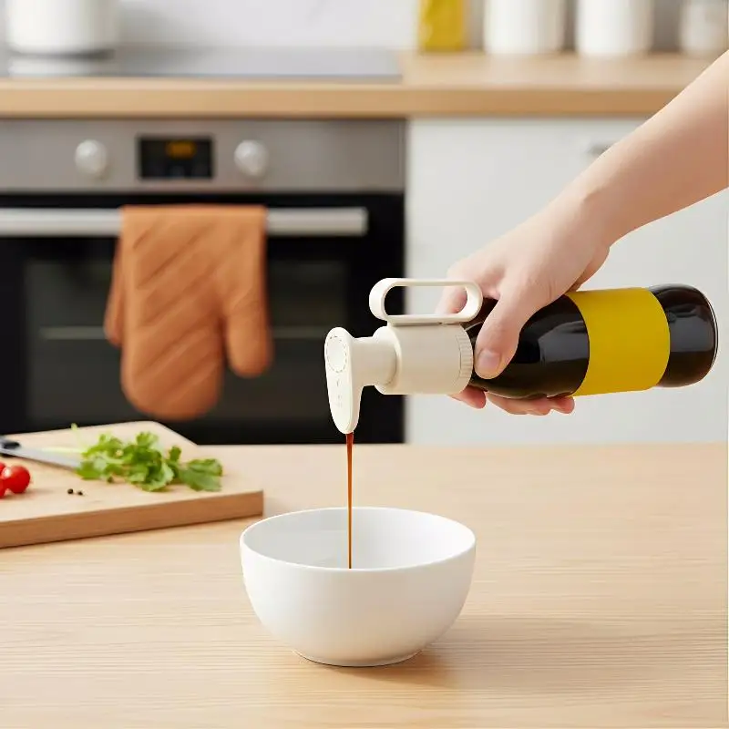 Dispensador Universal Hermético con Bomba y Asa para Cocina, Cabezal Reutilizable de PP para Botellas de Salsa de Tomate y Ostras