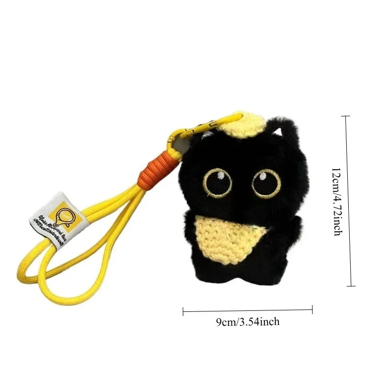Llaveros de peluche con gatito negro Kawaii, bonito bolso de gato, colgante, mochila, adorno, decoración de animales de peluche de dibujos animados, regalos