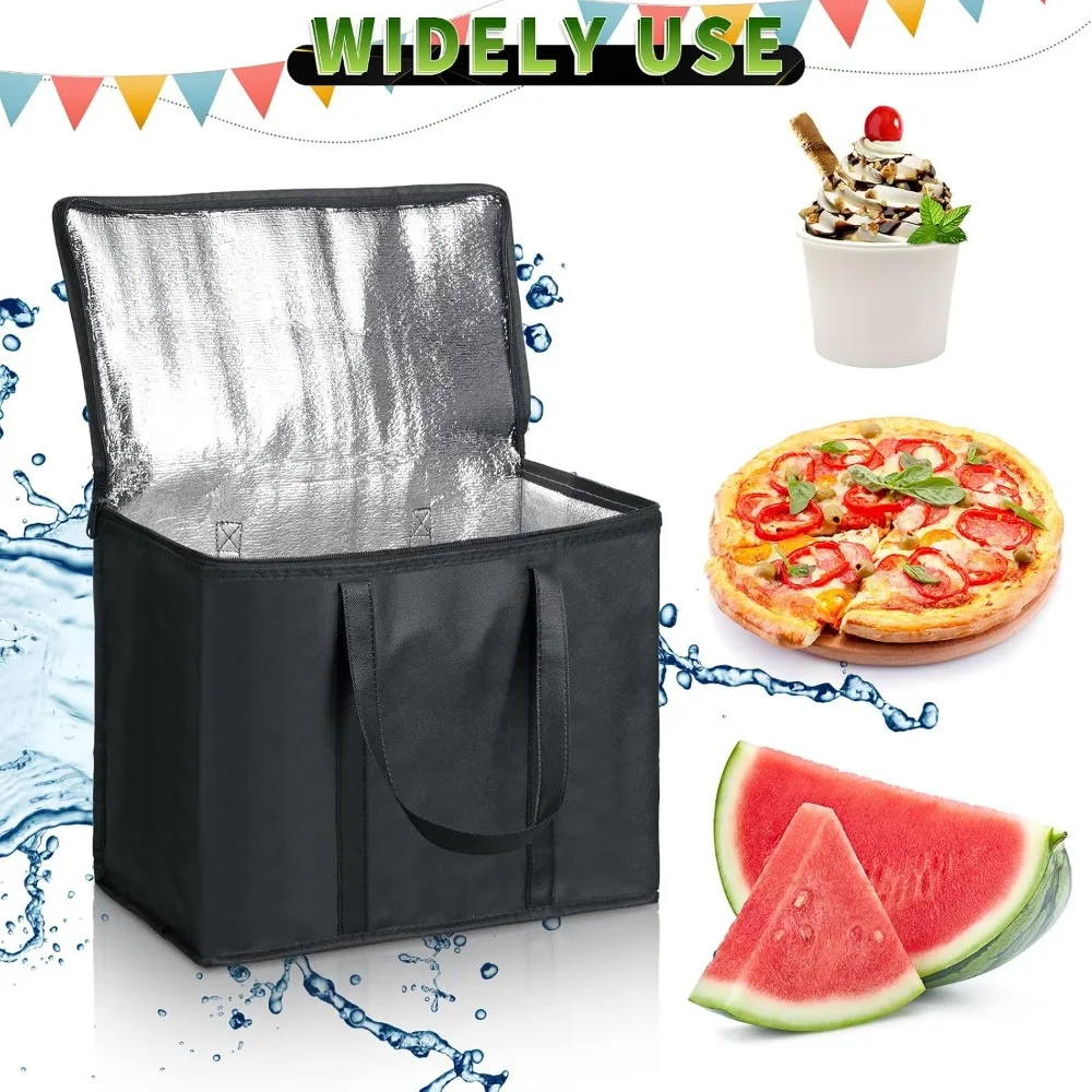 Kenning 15 Pcs Large Insulated Reusable Grocery Bags with Sturdy Zipper and Handles Foldable Washable Cooler Totes Heavy Duty Hot or Cold Food Delivery Bag for Food Transport Travel Lunch view 3