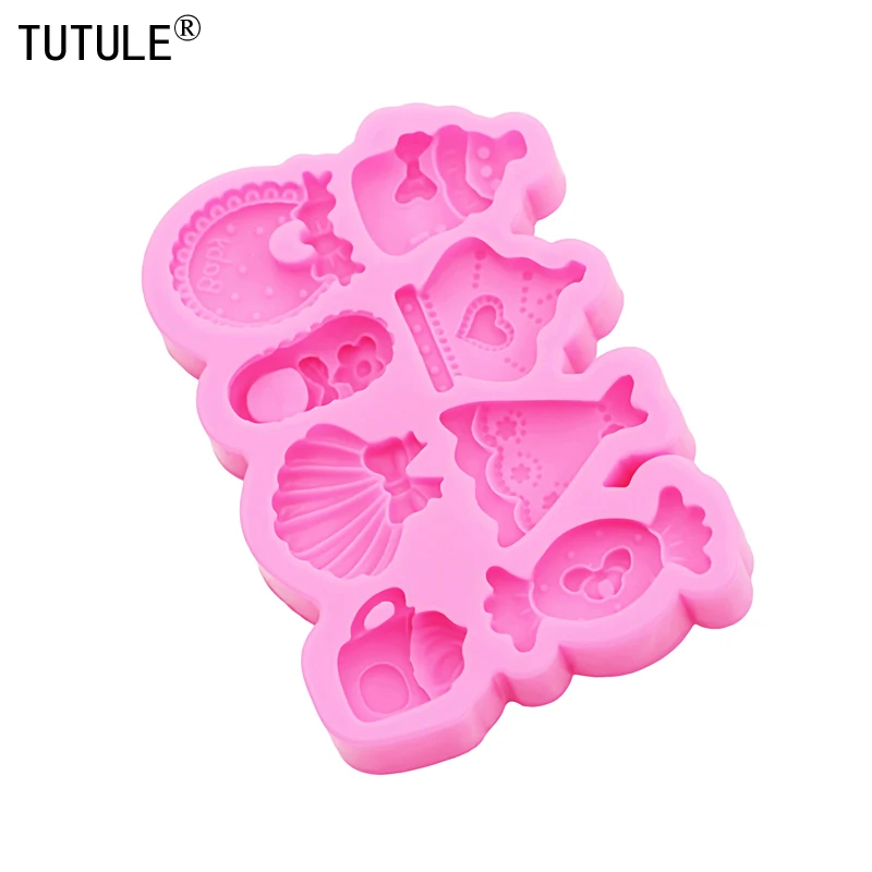 DIY princess Skirt candy milk bottle silicone mold shoes tea cup crown arrings Epoxy clay mould Chocolate cake Decor molds