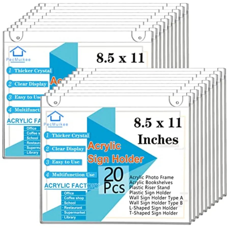 

Акриловый держатель для вывесок 8.5x11, горизонтальный, настенный, для акриловых и пластиковых вывесок, рамка для рекламных материалов, в комплекте с лентой 3M