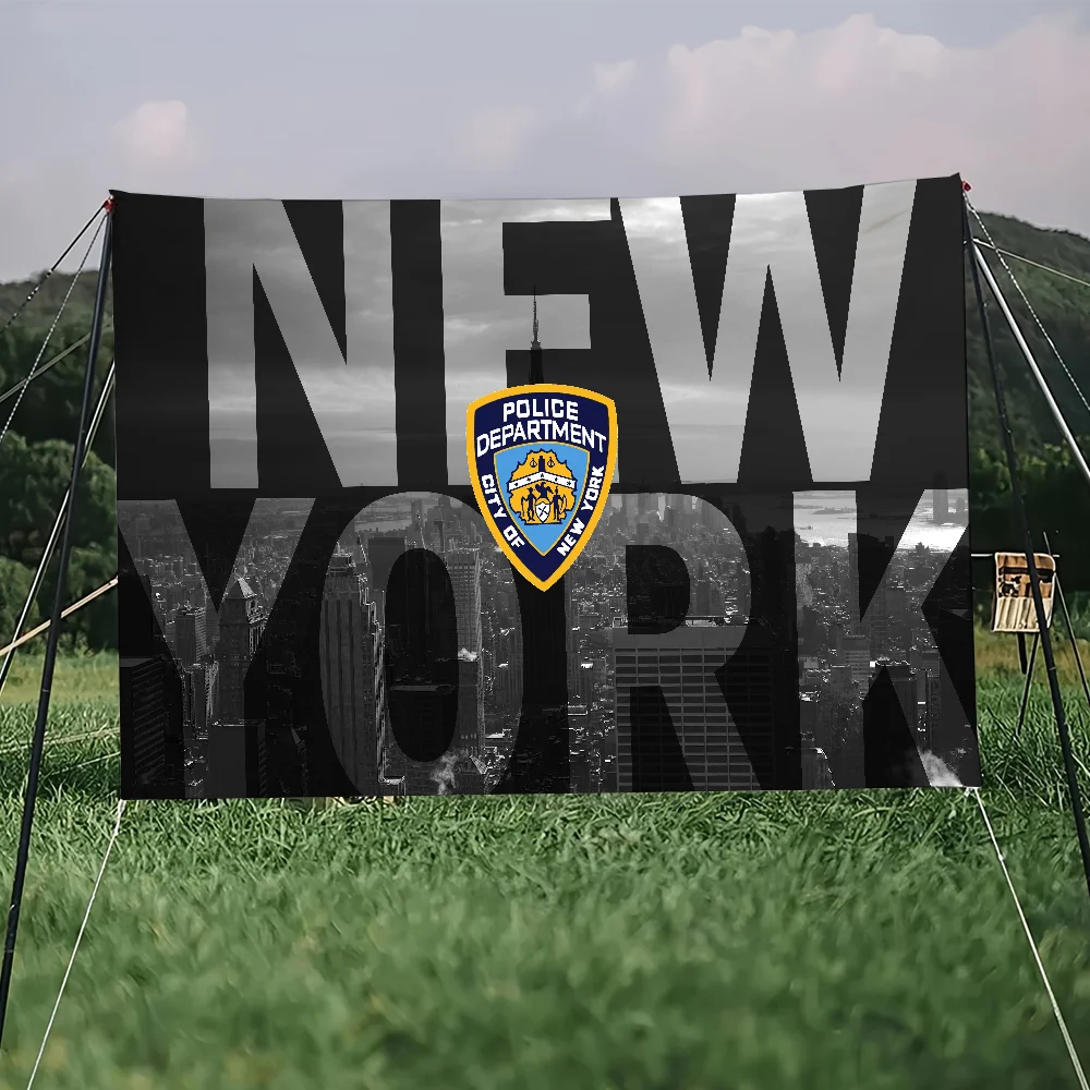 علم N-New York City Police Department NYPD لحفلات النزهة معلقة لتزيين المنزل لافتة حفلات التخييم في الهواء الطلق