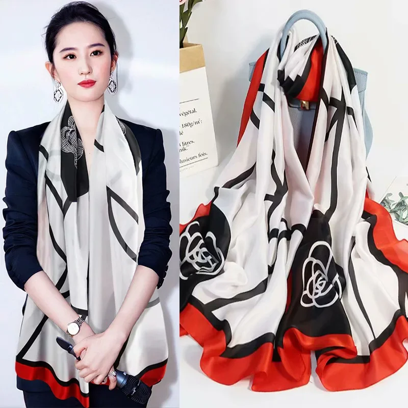 Spring and summer sun protection Hangzhou silk new silk satin big name with silk Scarf Women's scarf Warm scarf Shawl Keep warm