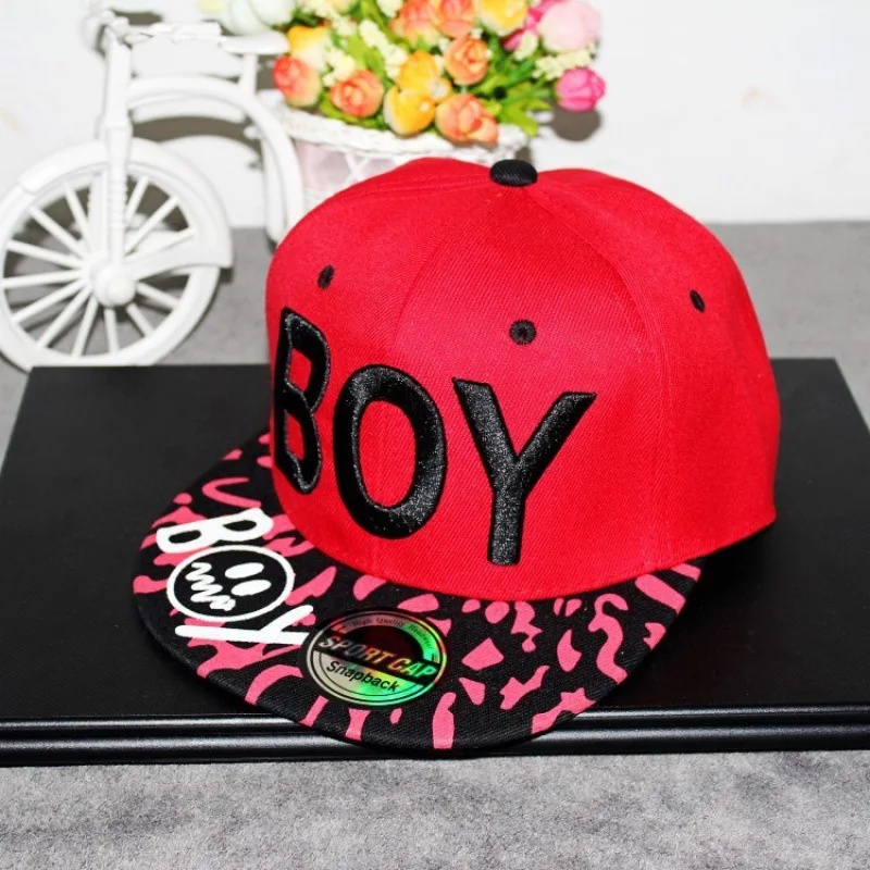 BOY Alphabet embroidered children\'s hip Hop hat Spring Summer Boys and girls students kids Spring Outing sunscreen flat brim hat