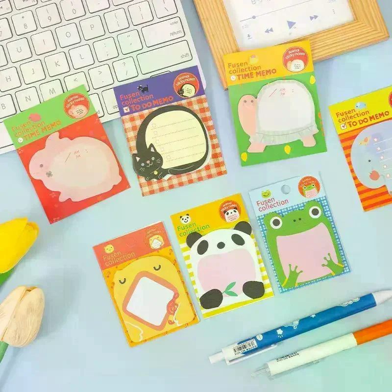 8Pcs Animal Convenience Stickers Cute Cartoon Student Memo Message Small Notebook Stickers