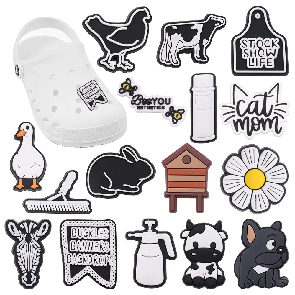 1Pcs PVC Shoe Charms Cow Duck Zebra Rabbit Dog Daisy Accessories Shoes Buckle Decorations Fit Bracelets Children Gift