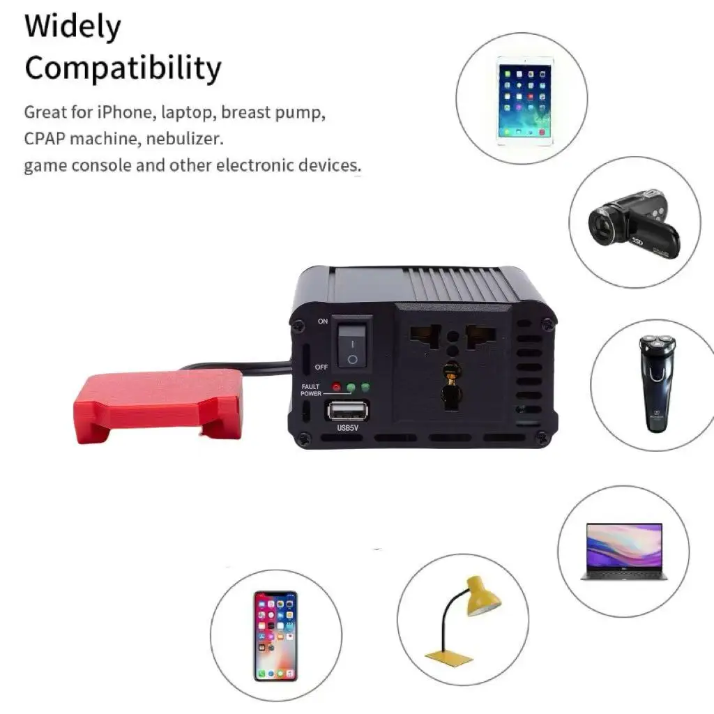 200w 220v Cordless Portable Power Inverter Adapter Fo Lidl Parkside X20V  Battery Inverter W/ USB For US/UK/AU (Tool Only)