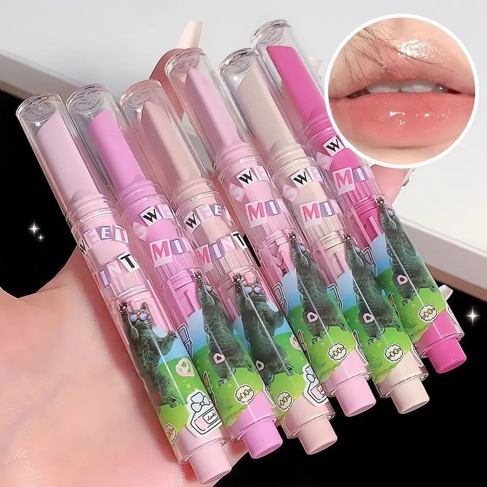 Solid Cartoon Cat Lipstick Nude Color Natural Mirror Moisturizing Lip Balm Waterproof Safe Long-lasting Non-stick Cup Lip Gloss