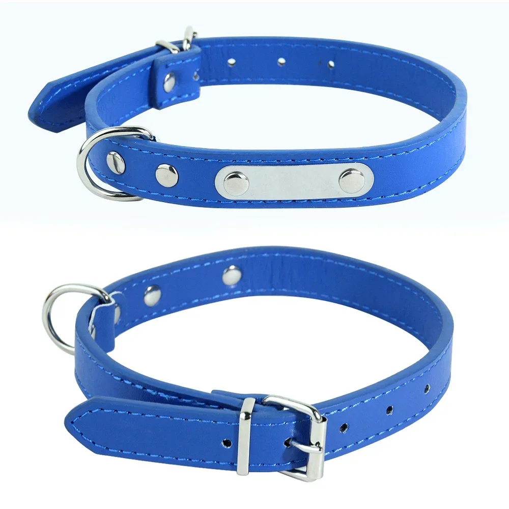 Customized PU Leather Dog Collar Soft Padded Dogs Collars Free Engraving Name for Small Medium Large Dogs Cat Adjustable XS-XL