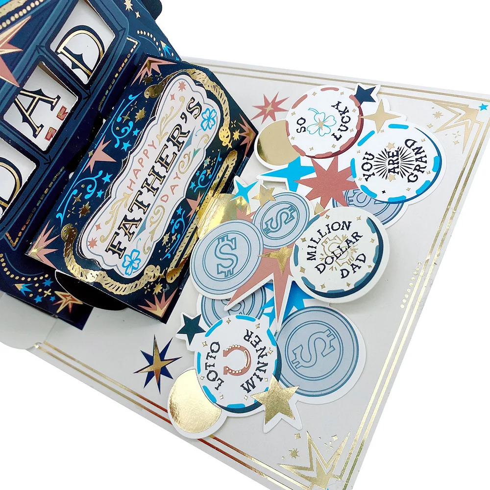 ใหม่บัตรอวยพรวันพ่อเครื่อง Monopoly การ์ดอวยพรสามมิติขอบคุณของขวัญพ่อการ์ดข้อความที่สวยงาม