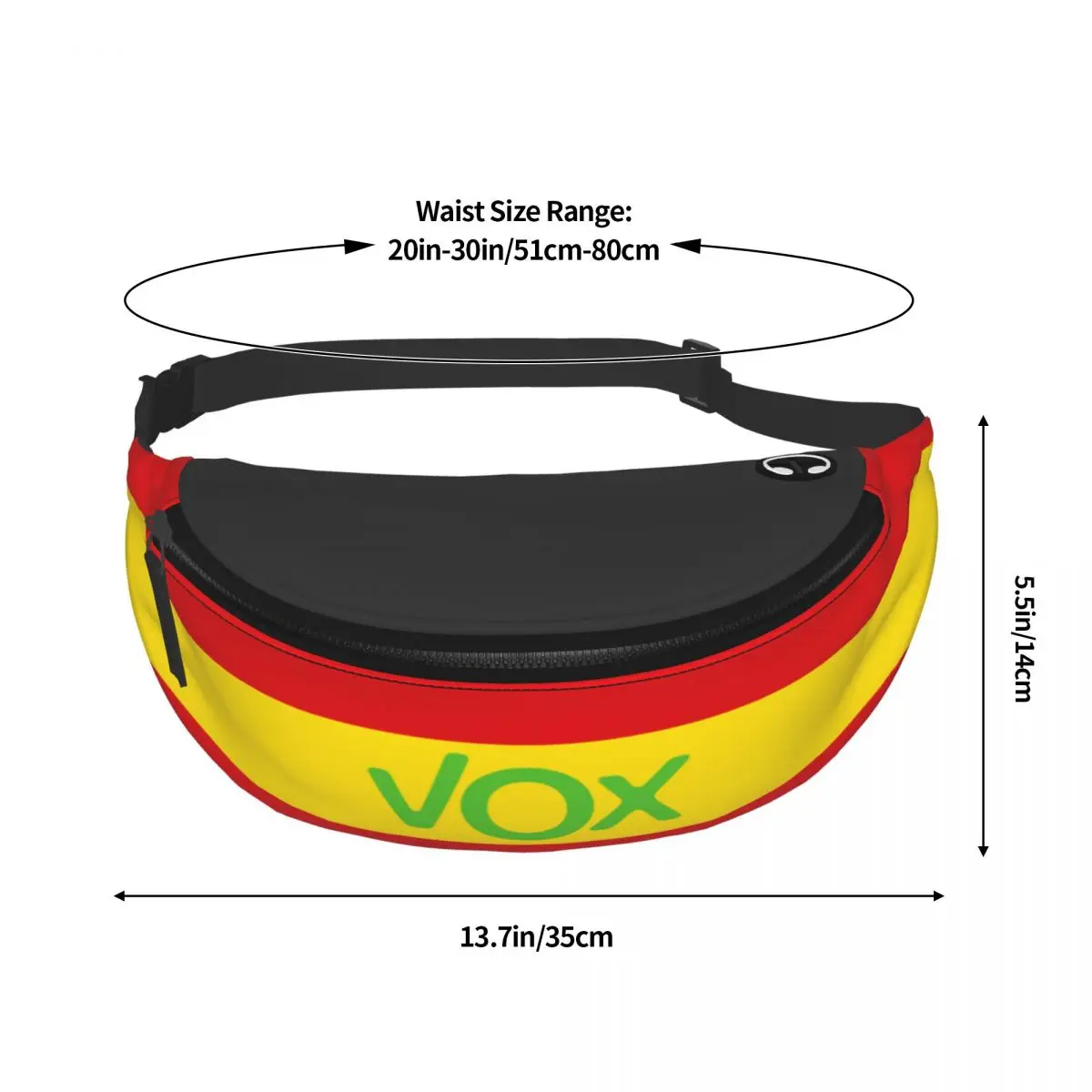 Fashion Spain Flag Vox Fanny Pack Men Women Spanish Political Party Crossbody Waist Bag for Travel Cycling Phone Money Pouch