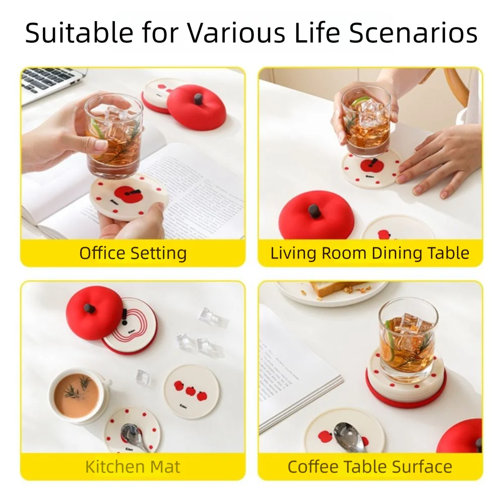 Creative Fruit Shape Coasters Set Anti Scald Stackable Nonslip Cup Mat Reusable Heat Resistant Decorative Placemats