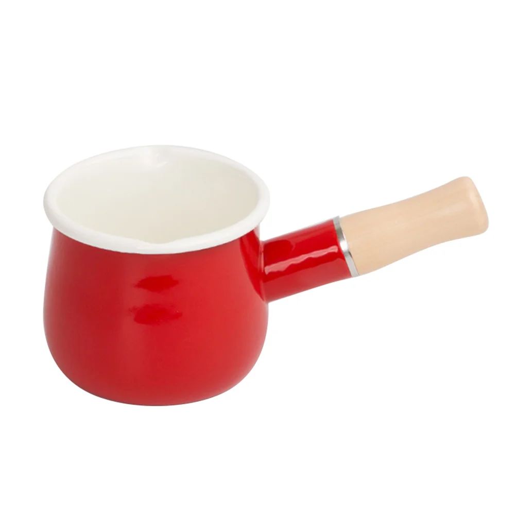

Enamel Milk Pot Sauce Pan Japanese Style Baby Food Cookware Red Mini Stovetop Warmer Non Stick Portable Practical Small