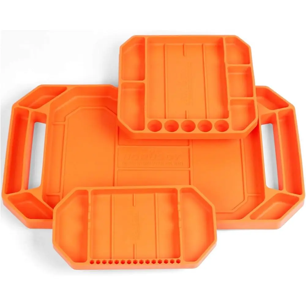 

Набор из 3-х поддонов для инструментов, большой гибкий противоскользящий лоток для инструментов | Органайзер для инструментов или держатель для хранения винтов, болтов, шайб, гаек