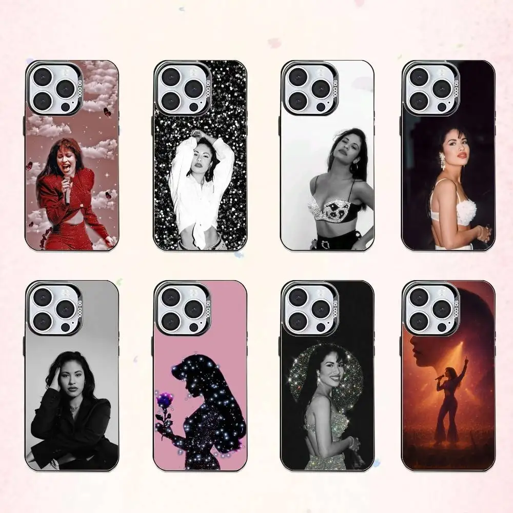 

S-Selena Quintanilla Phone Case For iPhone17,16,15,14,13,12,11 Plus,Pro Max Colored Silver Plated Inside Cover
