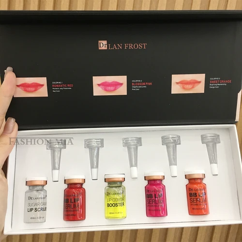 Kit de iniciación de suero con ampolla para labios BB, brillo de labios semipermanente BB, pigmento teñido, hidratación duradera para el cuidado de los labios