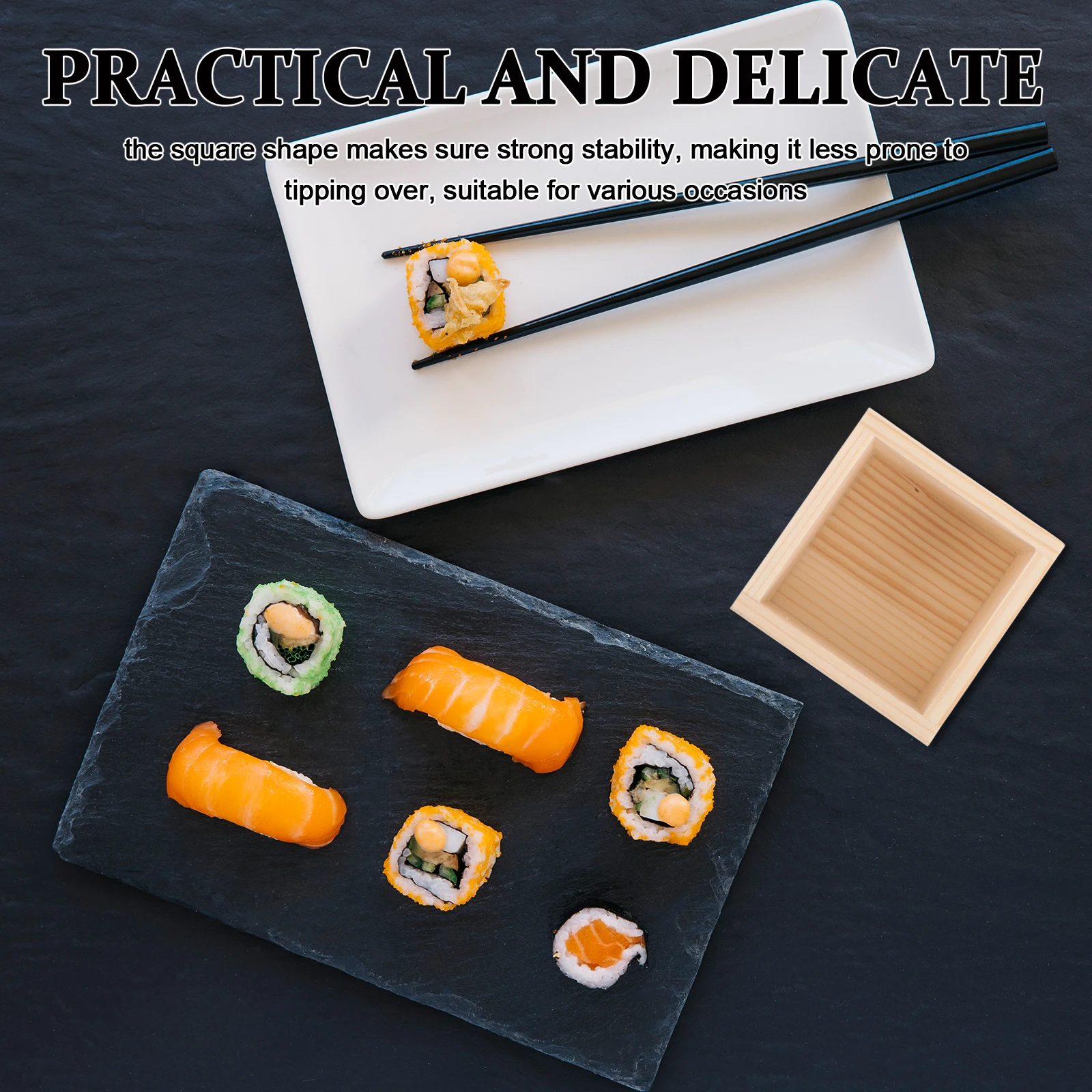 

4pcs Japanese Style Square Sake Natural Wooden Sushi Set For Home Restaurant Reusable Cup Organizer Traditional Tableware