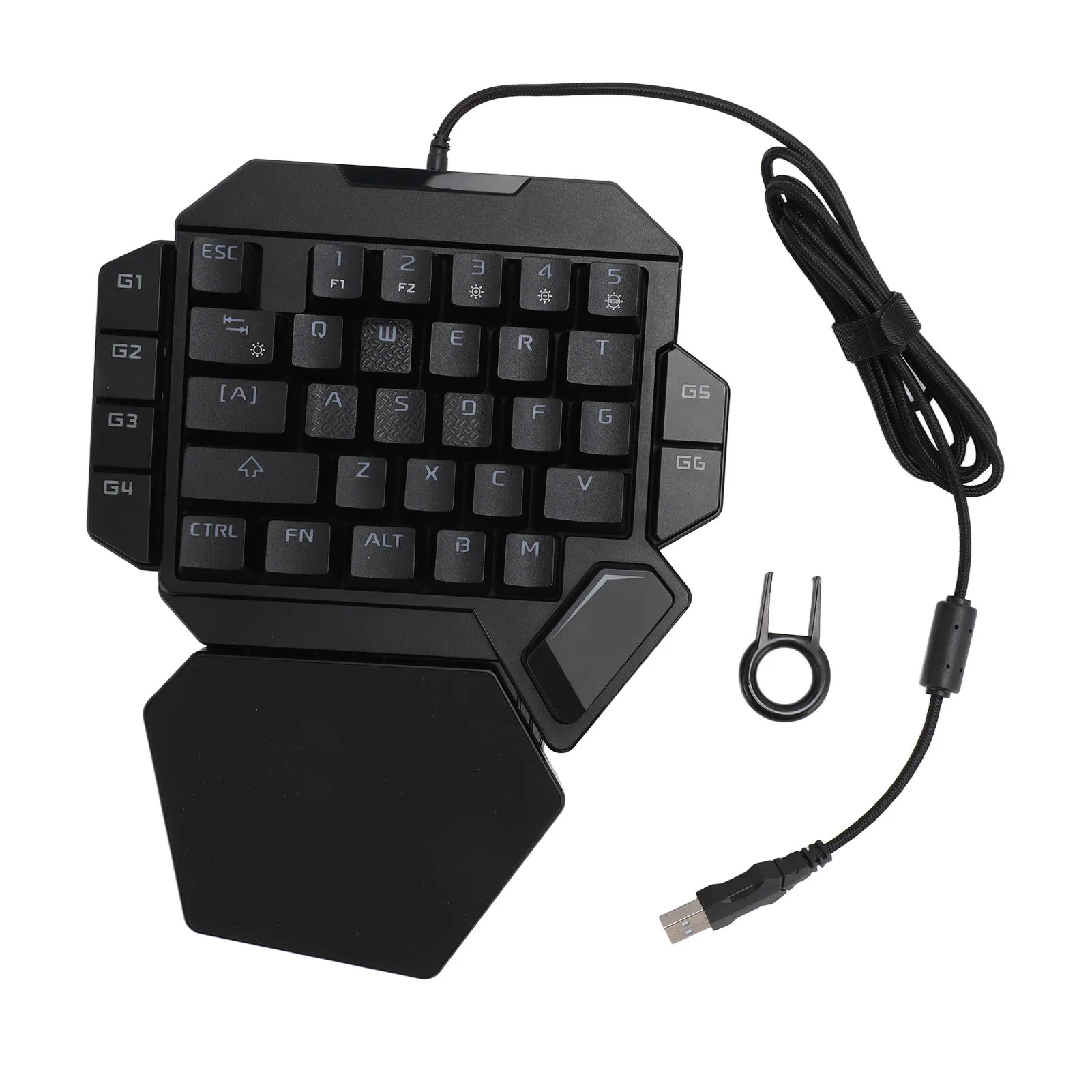 

Механическая мини-игровая клавиатура RGB для одной руки, 35 клавиш, RGB-подсветка, синий переключатель, мини-игровая клавиатура с подставкой для запястья для ПК-геймера