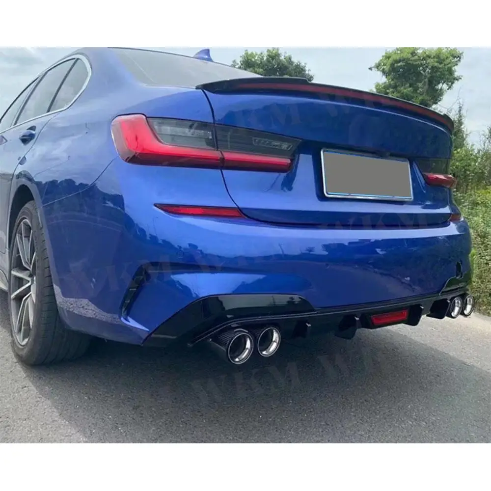 

ABS Car Rear Bumper Lip Diffuser Spoiler for BMW 3 Series G20 G28 M Sport 2019-2021 Carbon Look Gloss Black Rear Lip